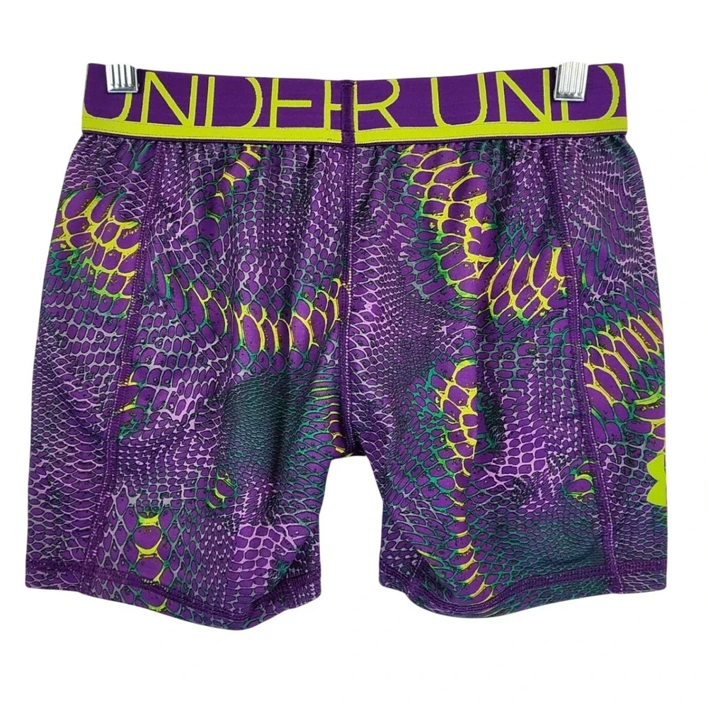 Under Armour Girls S Purple Snakeskin HeatGear Compression Shorts Athletic Gym